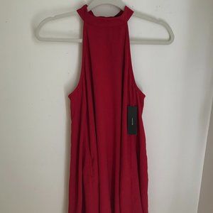 NWT LuLus high neck burgundy dress